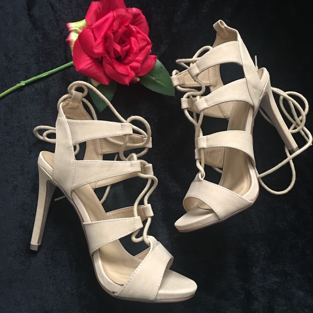 Tan lace up heels